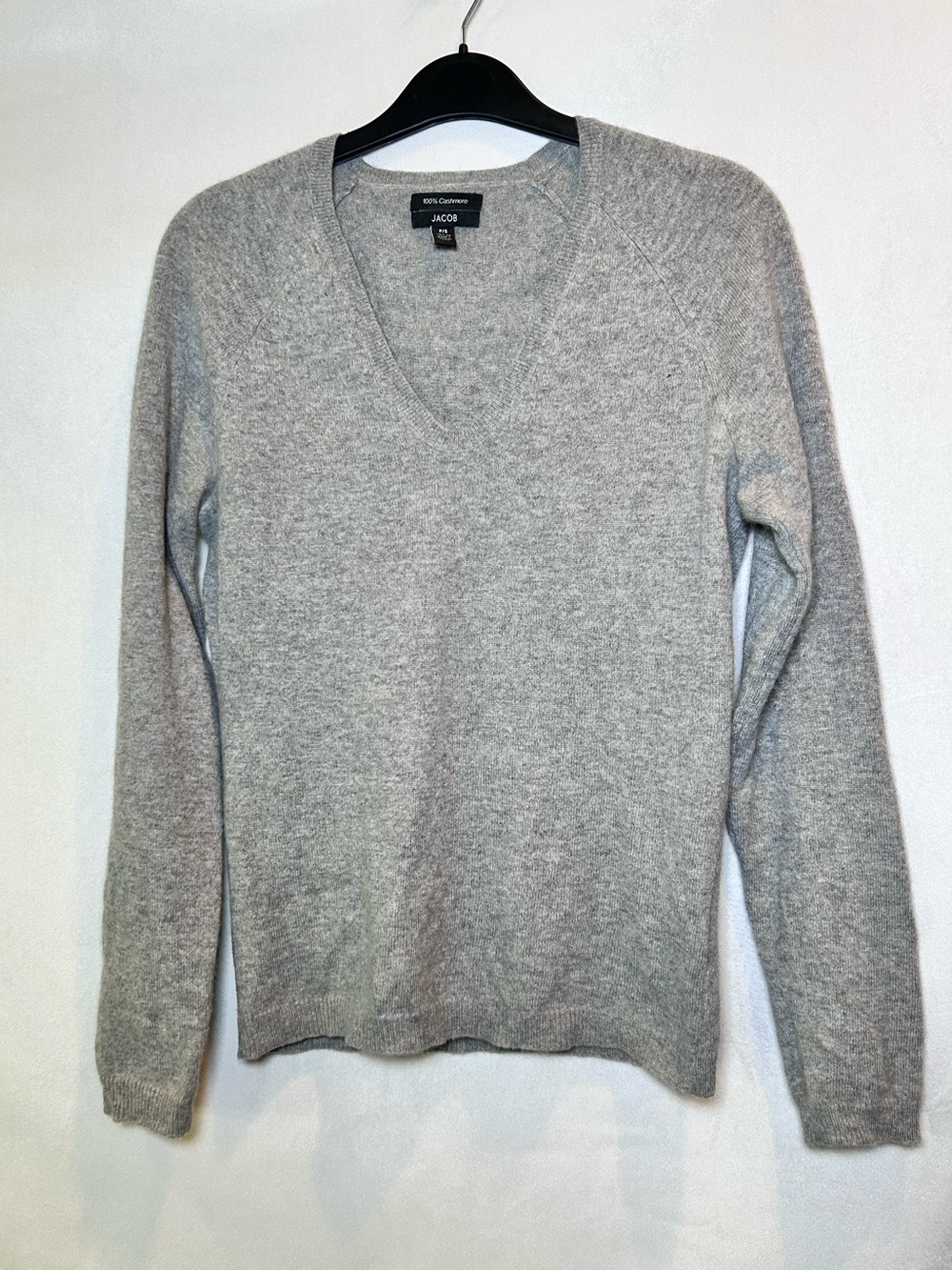 Jacob 100% Cashmere Grey V-Neck Sweater, Size S